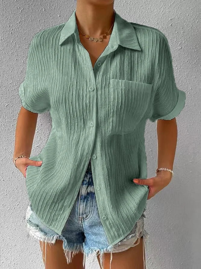 Zenobia Torti™ Camicetta casual ampia con colletto abbottonato