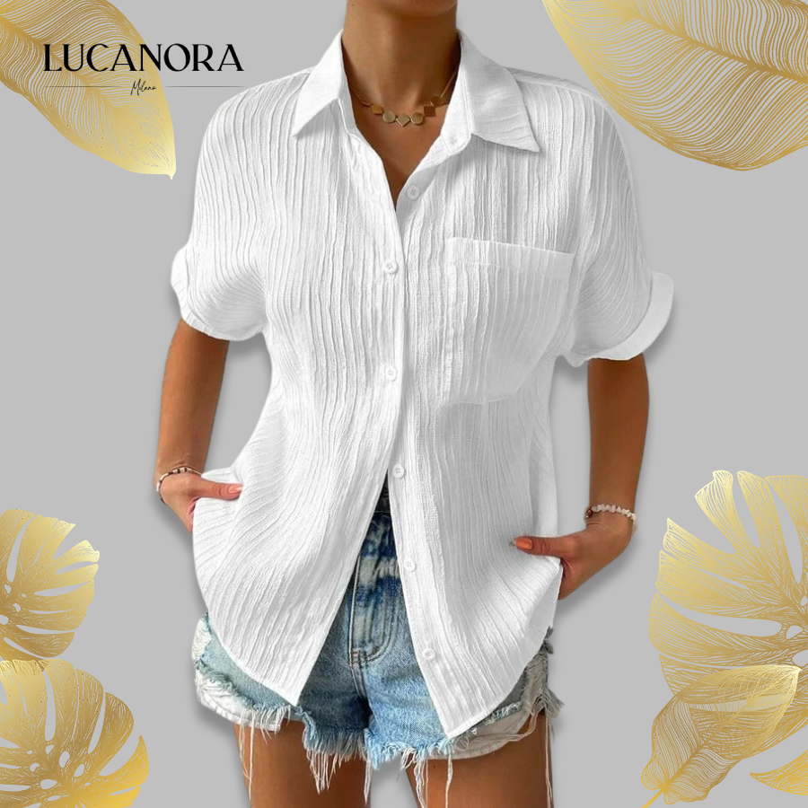 Zenobia Torti™ Camicetta casual ampia con colletto abbottonato