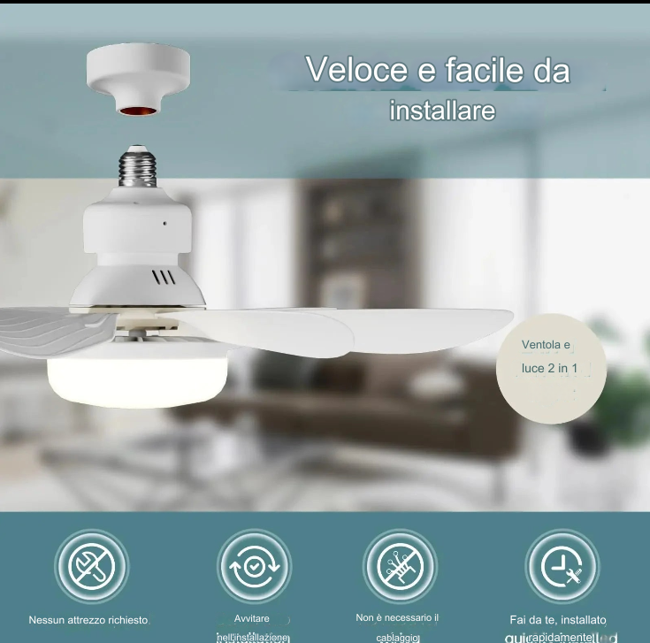 ZephyrAir™ Ventilatore da soffitto portatile e luce 2 in 1