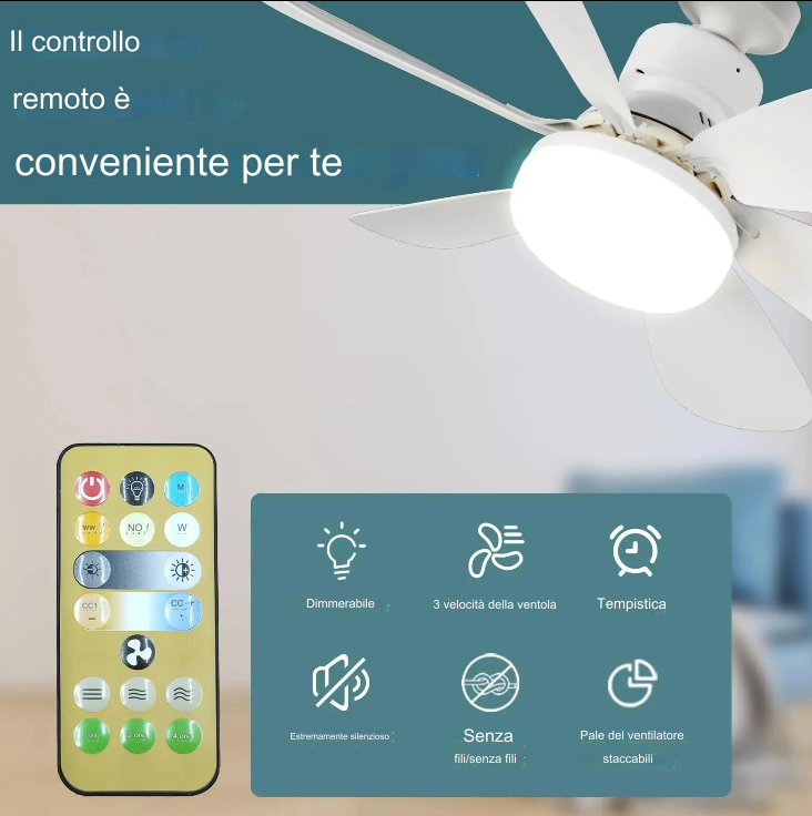 ZephyrAir™ Ventilatore da soffitto portatile e luce 2 in 1