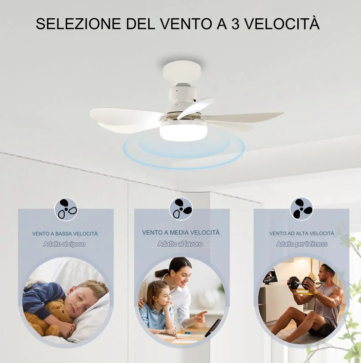 ZephyrAir™ Ventilatore da soffitto portatile e luce 2 in 1