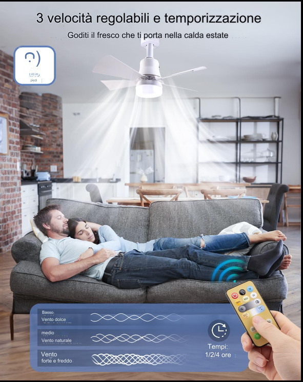 ZephyrAir™ Ventilatore da soffitto portatile e luce 2 in 1