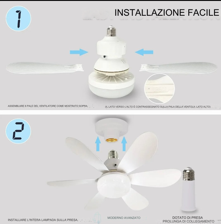 ZephyrAir™ Ventilatore da soffitto portatile e luce 2 in 1
