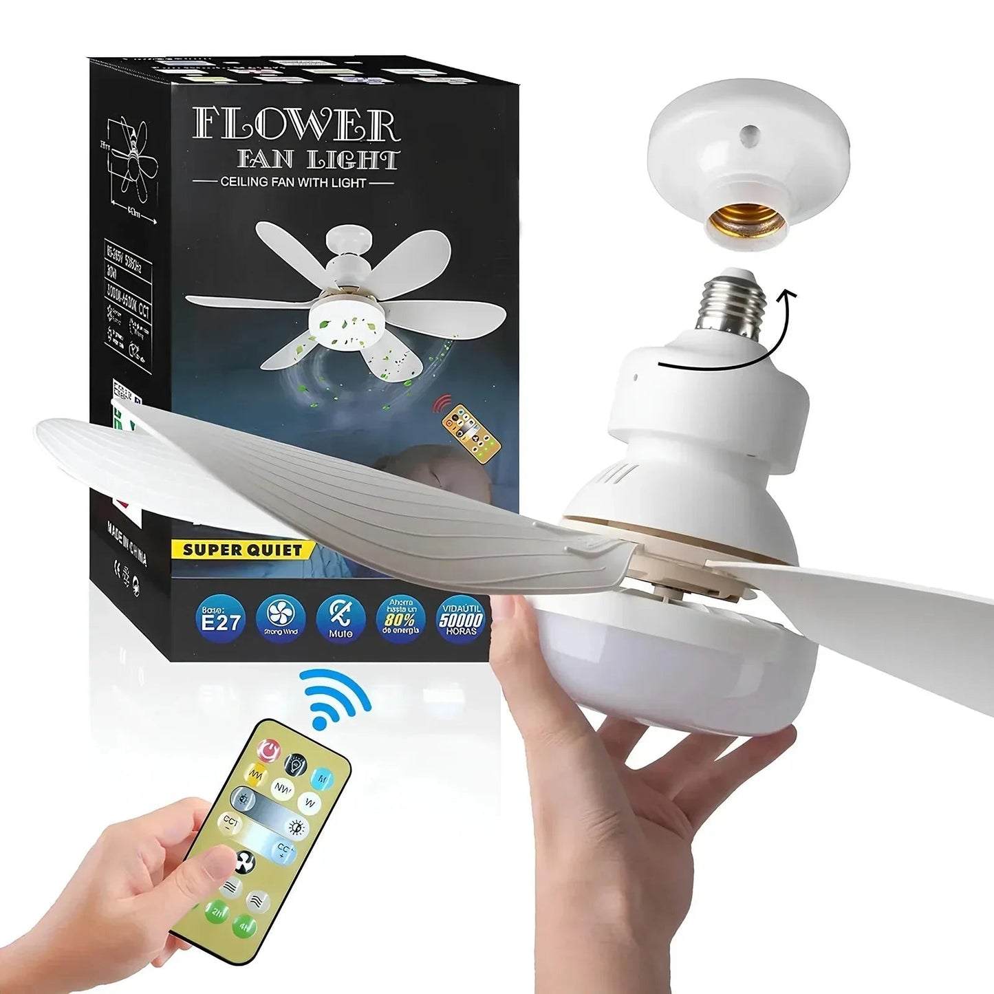 ZephyrAir™ Ventilatore da soffitto portatile e luce 2 in 1