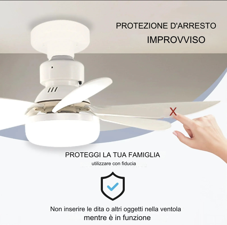 ZephyrAir™ Ventilatore da soffitto portatile e luce 2 in 1