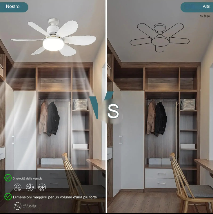 ZephyrAir™ Ventilatore da soffitto portatile e luce 2 in 1