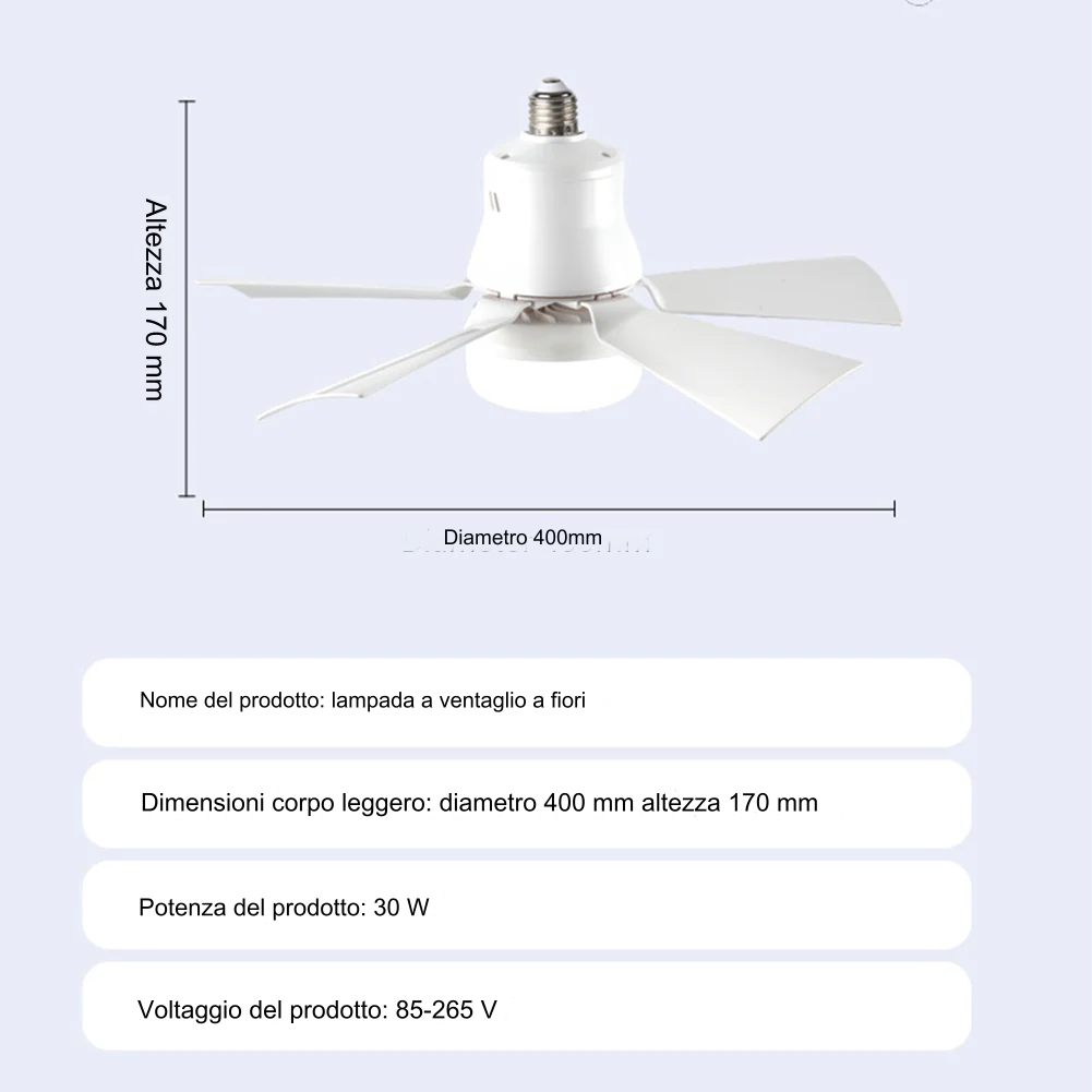 ZephyrAir™ Ventilatore da soffitto portatile e luce 2 in 1