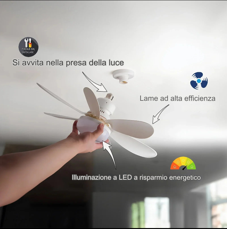 ZephyrAir™ Ventilatore da soffitto portatile e luce 2 in 1