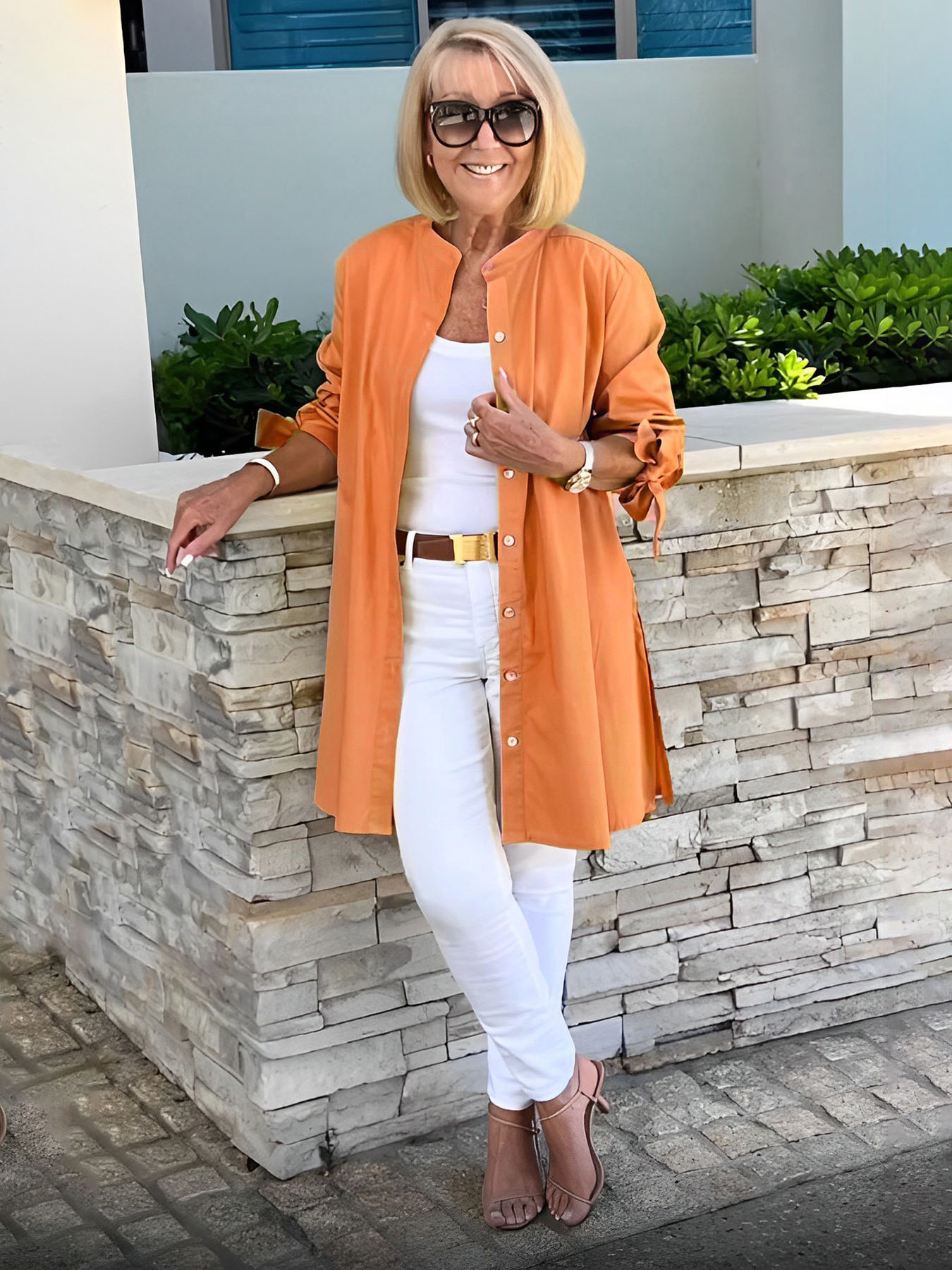 Flora Di Mascio™ Giacca-camicia lunga da donna alla moda