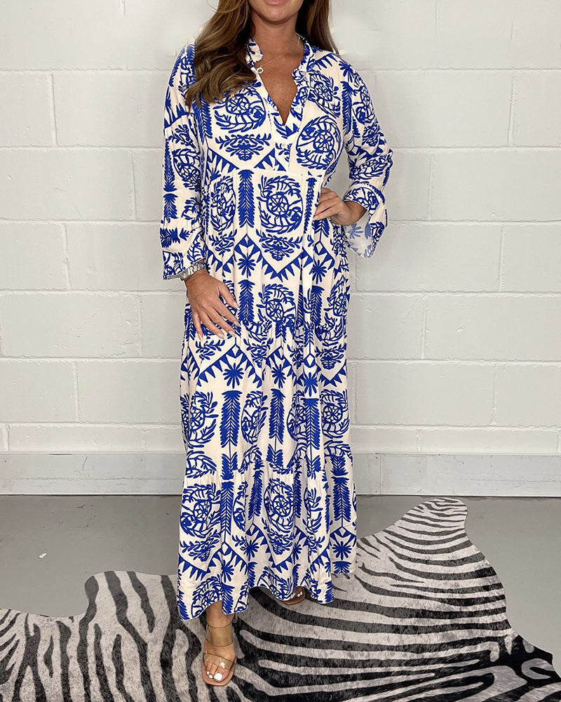 Alice Ruiz™ Abito boho con scollatura e stampa
