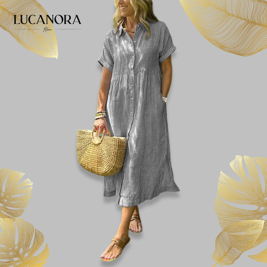 Allegra Altieri™  Abito camicia a righe con revers e bottoni