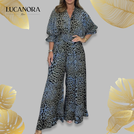 Belina Spinosa™ Tuta casual ampia con stampa leopardata
