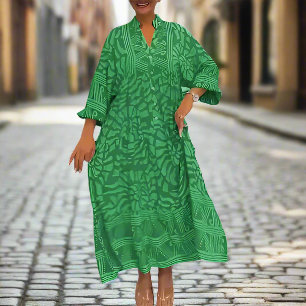 Caterina Tarro™ Abito largo stampato con scollo a V da donna