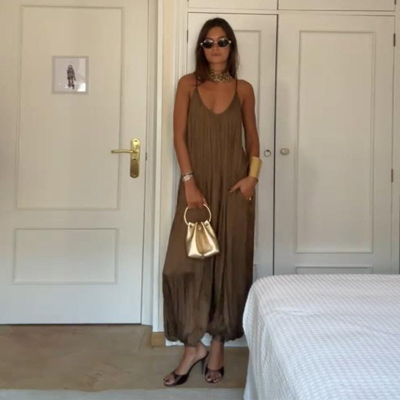 Dina Tesauro™ Tuta plissettata con spalline sottili