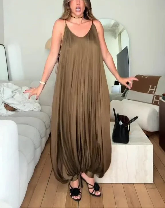 Dina Tesauro™ Tuta plissettata con spalline sottili
