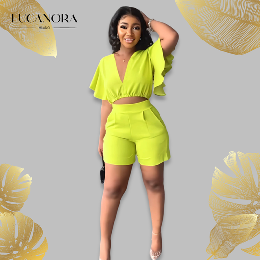 Erika Borghi™ Set estivo di top e pantaloncini con scollo a V
