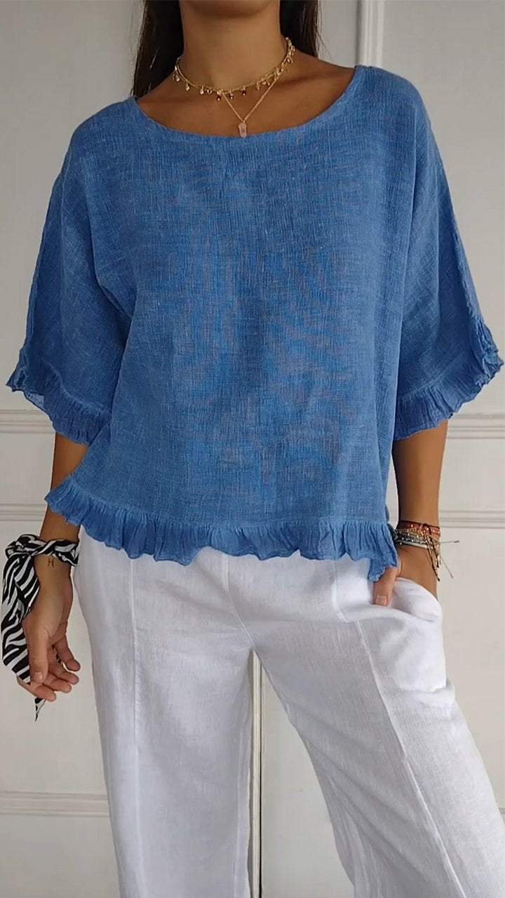 Evangeline™️ Camicia con scollo rotondo e maniche midi
