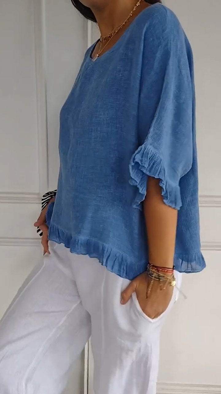 Evangeline™️ Camicia con scollo rotondo e maniche midi