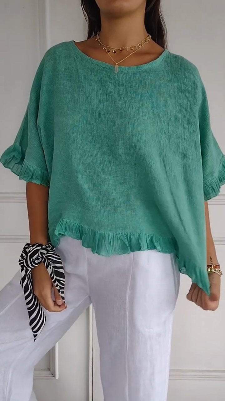 Evangeline™️ Camicia con scollo rotondo e maniche midi