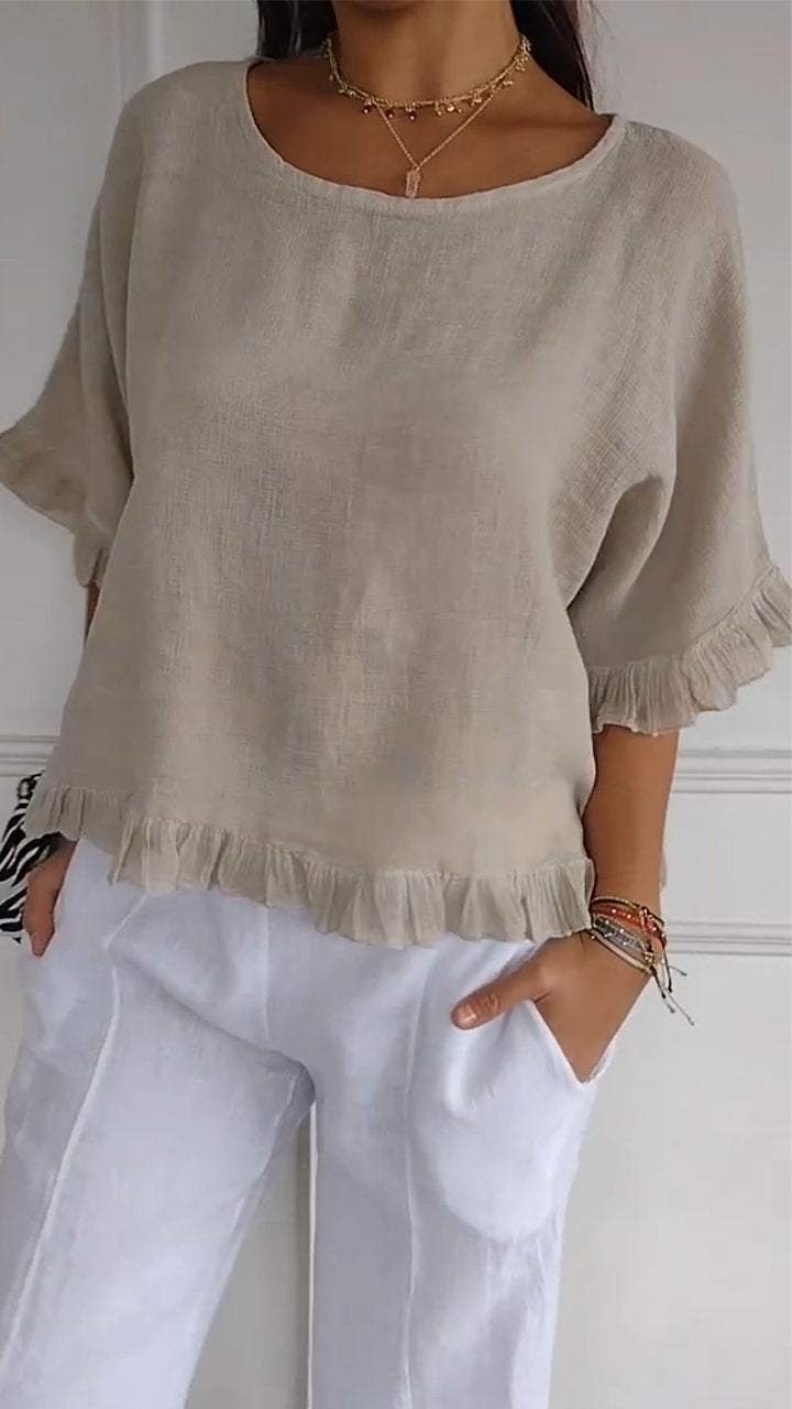 Evangeline™️ Camicia con scollo rotondo e maniche midi