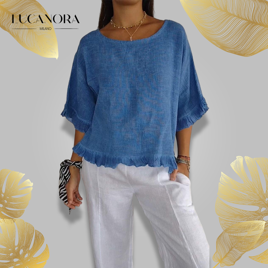 Evangeline™️ Camicia con scollo rotondo e maniche midi