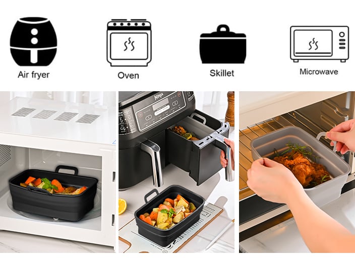 FlexiFry™️ Teglia pieghevole in silicone Friggitrice ad aria