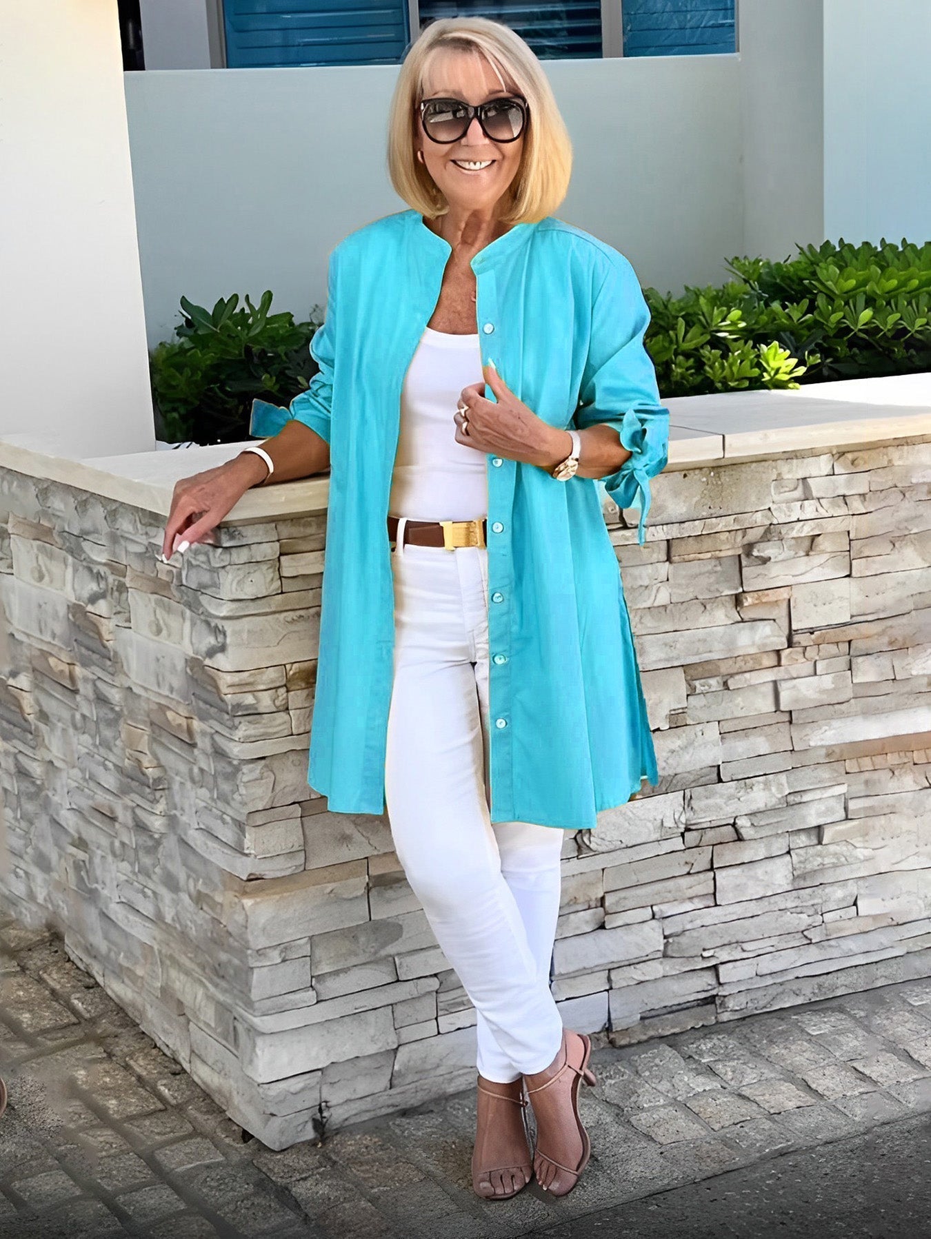 Flora Di Mascio™ Giacca-camicia lunga da donna alla moda