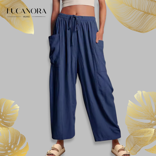 Flora Nunno™ Pantaloni casual a gamba larga da donna