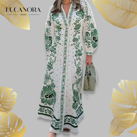 Flora Recine™ Abito donna boho con scollo a V