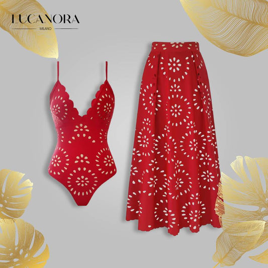 Gioia Siena™ Costume intero floreale e gonna