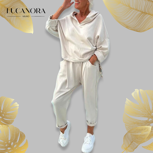 Leontina Bertozzi™ Completo due pezzi con cappuccio da donna