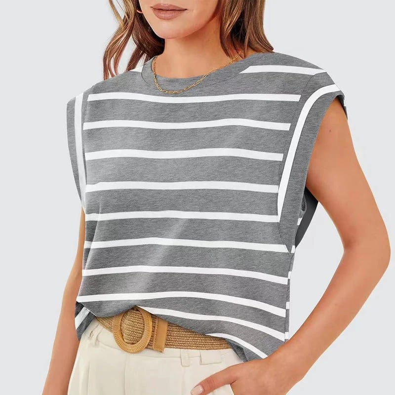 Liana Calo™ Blusa casual senza maniche a righe da donna