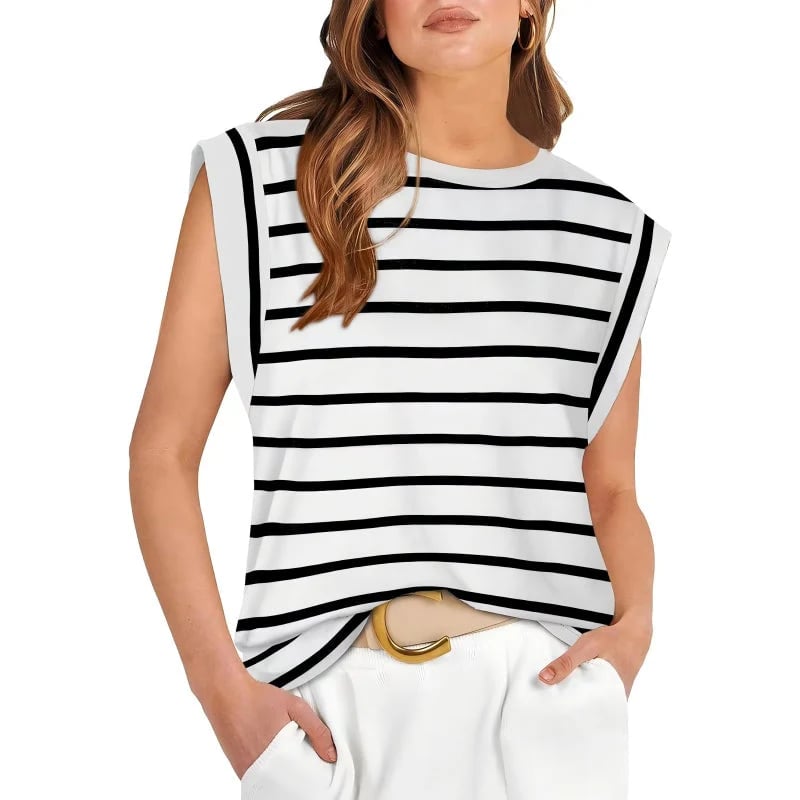 Liana Calo™ Blusa casual senza maniche a righe da donna