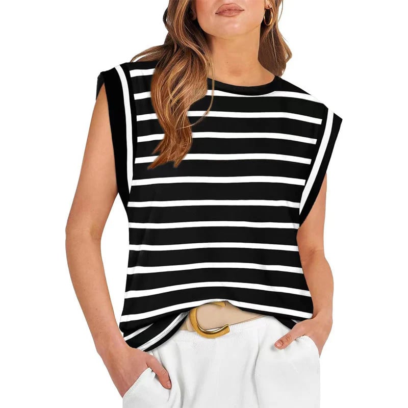 Liana Calo™ Blusa casual senza maniche a righe da donna
