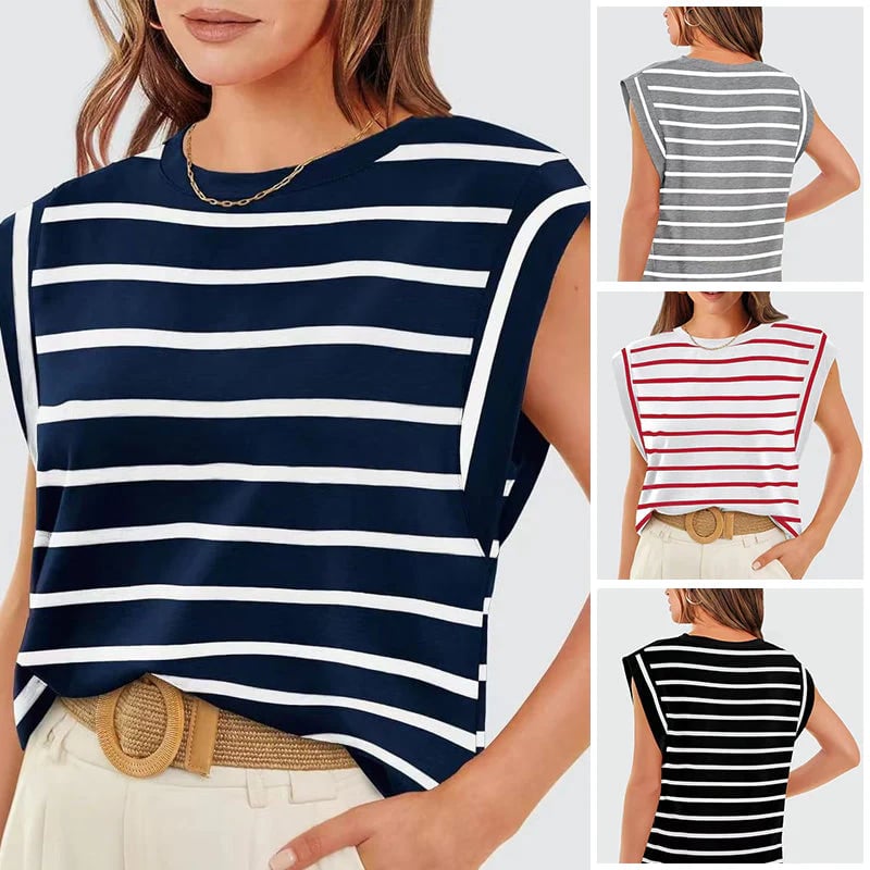 Liana Calo™ Blusa casual senza maniche a righe da donna