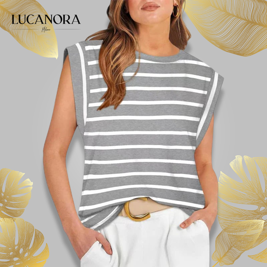 Liana Calo™ Blusa casual senza maniche a righe da donna