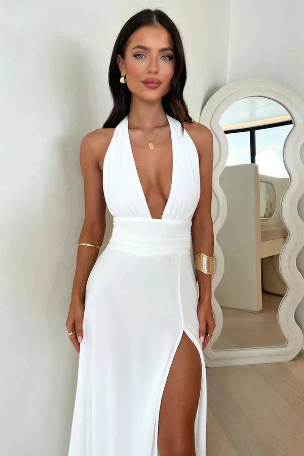 Linda Mitri™ Elegante abito lungo con scollatura audace
