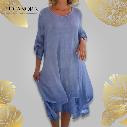 Lisa Vincenzo™ Abito elegante con scollo rotondo e vestibilità ampia