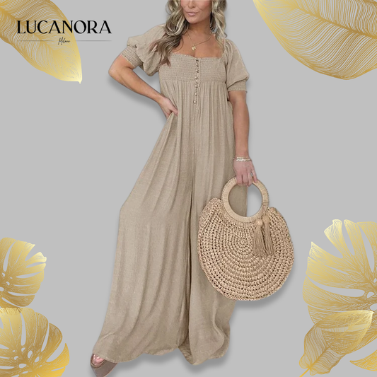 Luisa Gregori™ Tuta da donna con scollo quadrato e corpino arricciato con bottoni