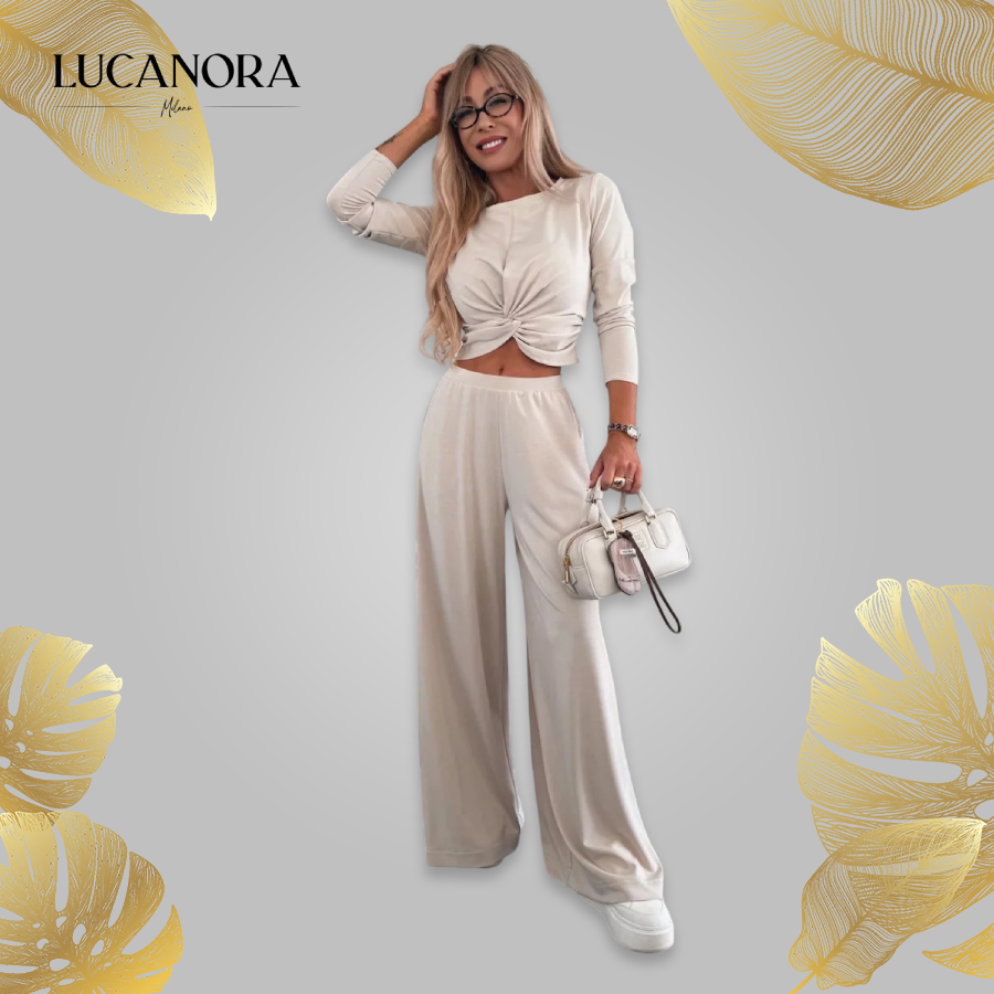Michela Farina™ Completo crop top - Scollo tondo e vita elastica