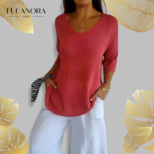 Ninfa™ Camicia casual con maniche a 3/4 e scollo a V