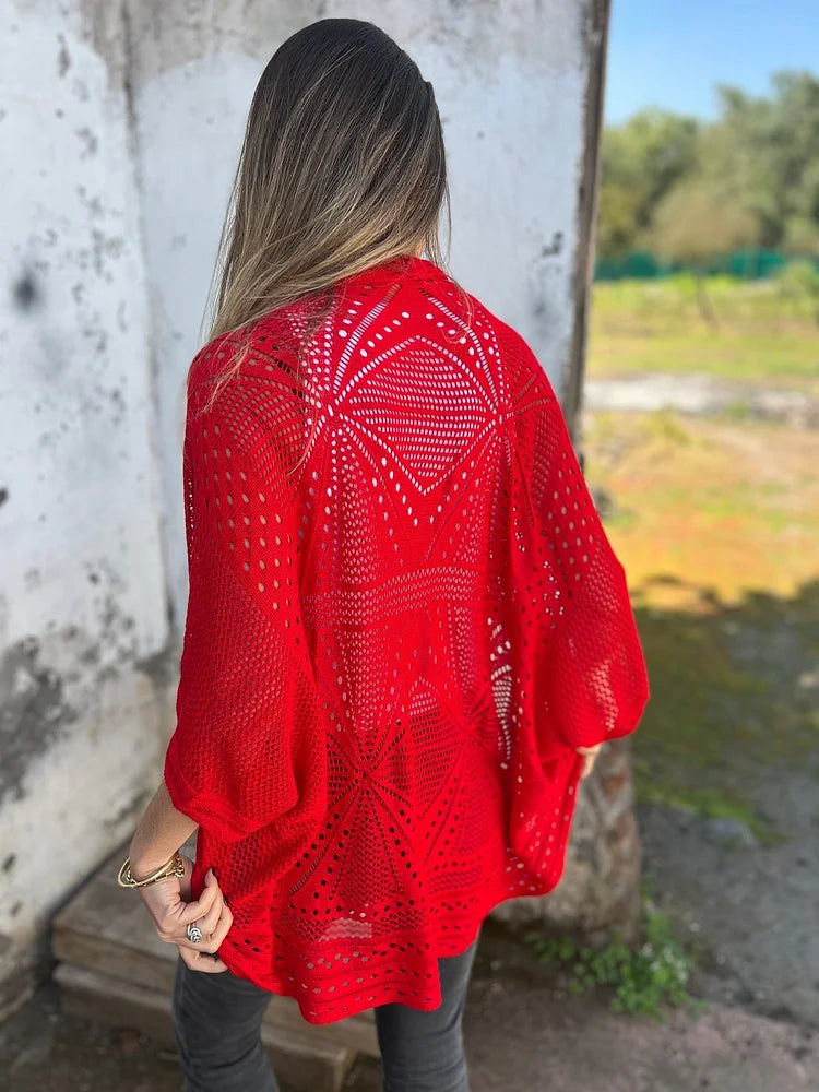 Rachele Foti™ Maglione con motivo a fori e maniche semi-lunghe