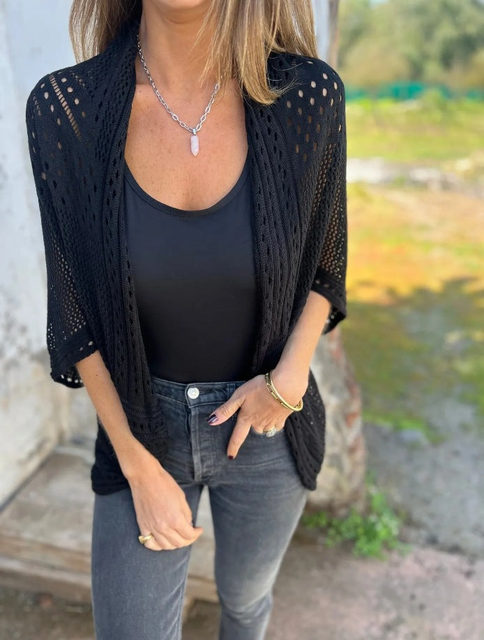 Rachele Foti™ Maglione con motivo a fori e maniche semi-lunghe