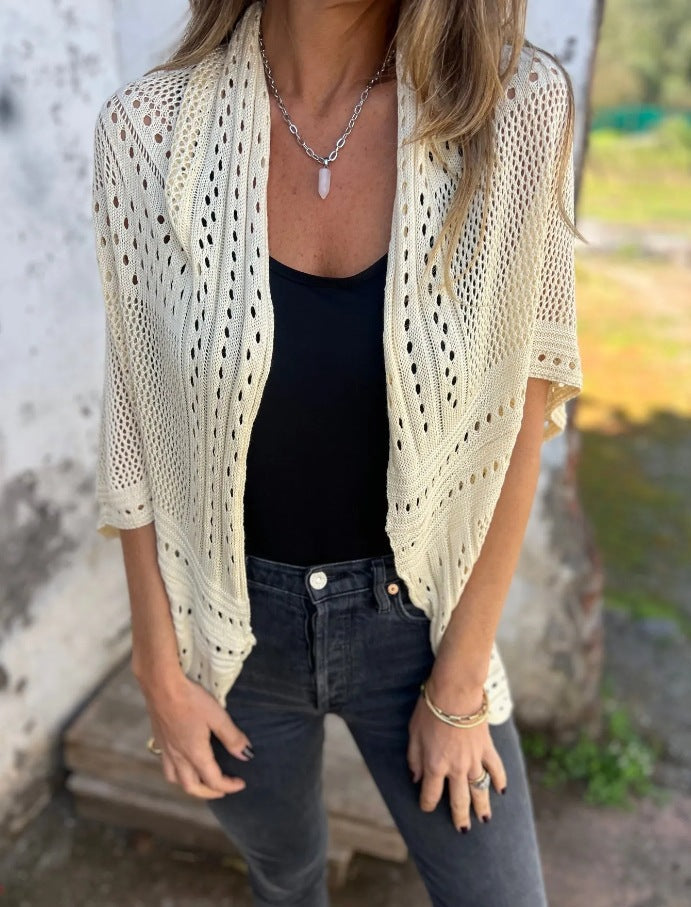 Rachele Foti™ Maglione con motivo a fori e maniche semi-lunghe