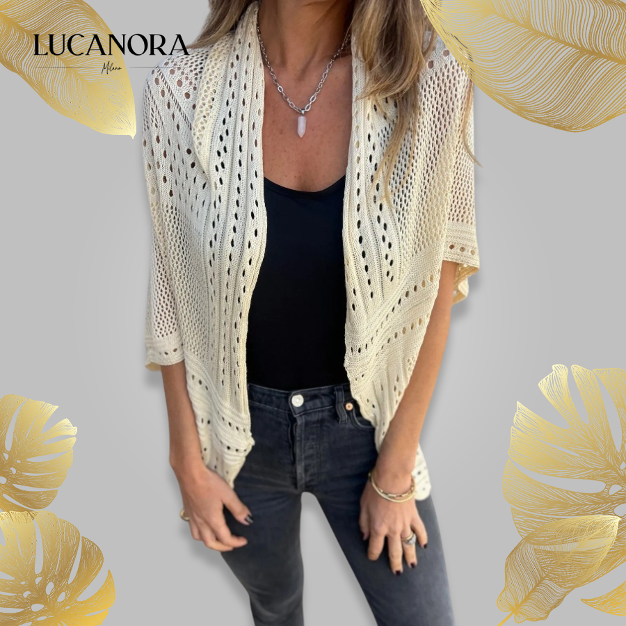Rachele Foti™ Maglione con motivo a fori e maniche semi-lunghe