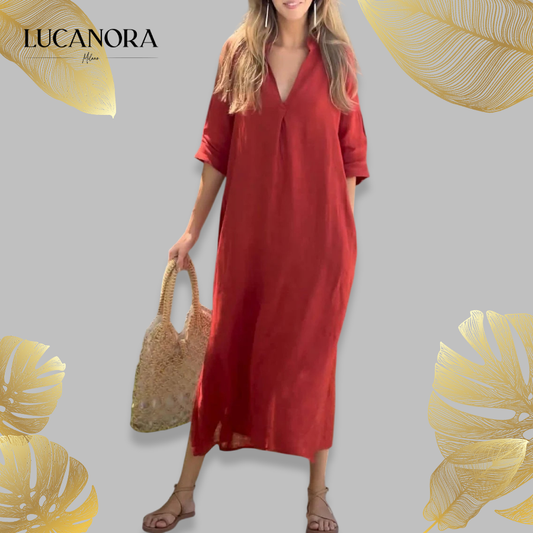 Rosa Pio™ Elegante abito con scollatura a V