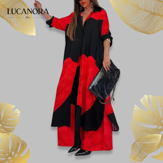 Susanna Perro™ Completo con top e pantaloni stampati patchwork con scollo a V