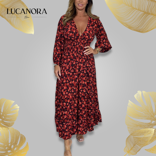 Unna Saggese™ Abito midi con scollo a cuore