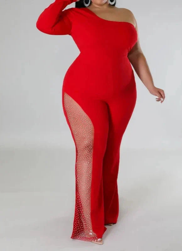 Viola Argo™️ Tuta con strass su una spalla