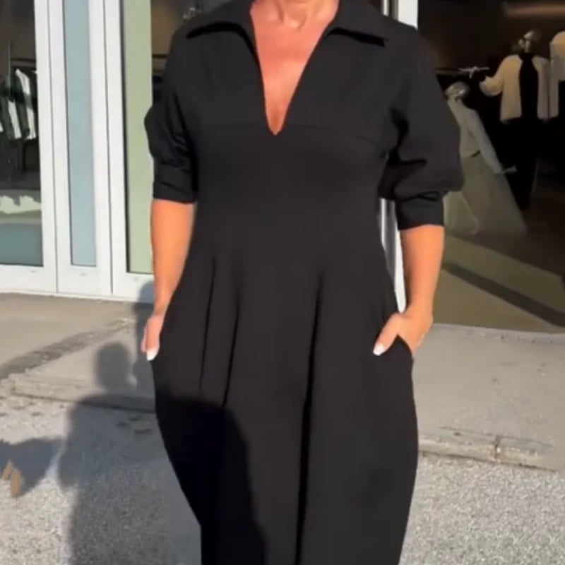 Zarina Sassano™ Abito midi con scollo a V